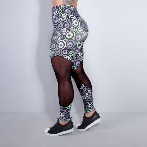 Calça Legging Estampada com Tule Preto nas Pernas | Ref: 4.4.1712-3174