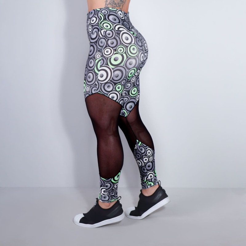 Calça Legging Estampada com Tule Preto nas Pernas | Ref: 4.4.1712-3174
