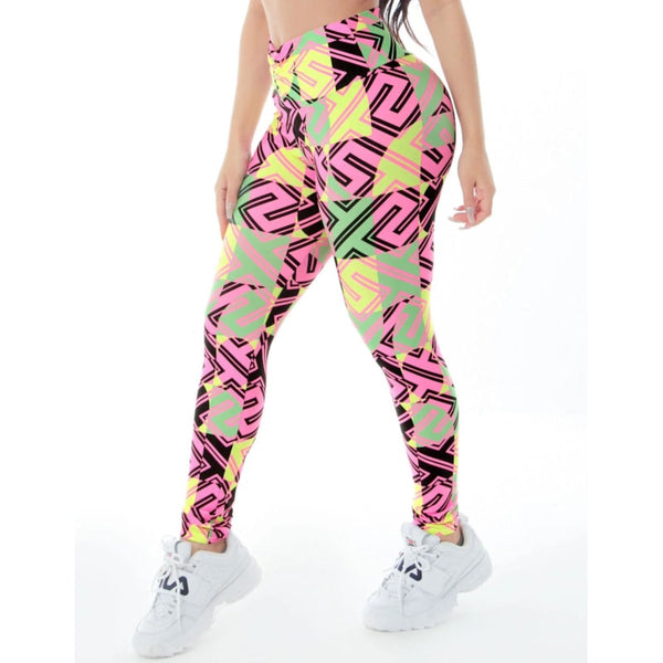 Calça Legging Fitness com Cós Franzido Estampada | Ref: 4.4.4370-3183