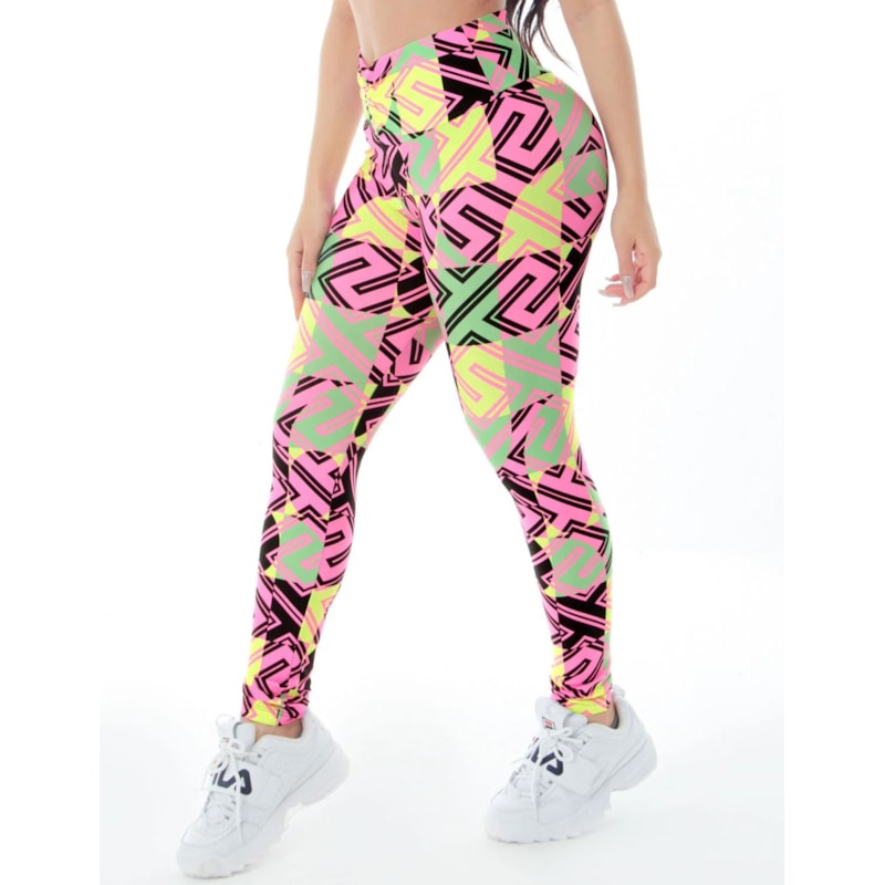Calça Legging Fitness com Cós Franzido Estampada | Ref: 4.4.4370-3183