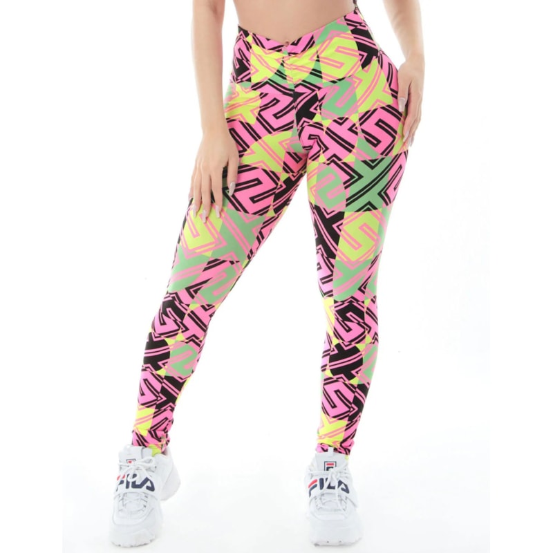 Calça Legging Fitness com Cós Franzido Estampada | Ref: 4.4.4370-3183