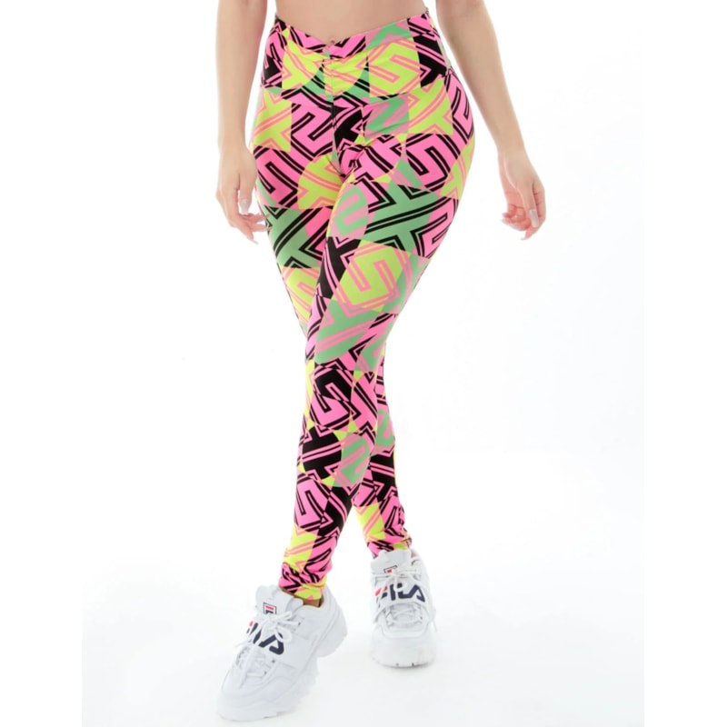 Calça Legging Fitness com Cós Franzido Estampada | Ref: 4.4.4370-3183