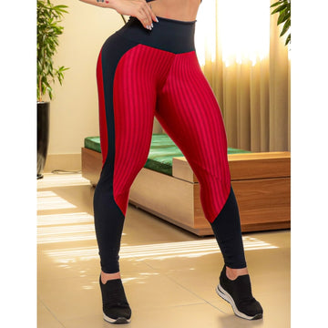 Calça Legging Fusô Ikat Rosset Vermelho e Recortes em Poliamida | Ref: 3.3.2026-11