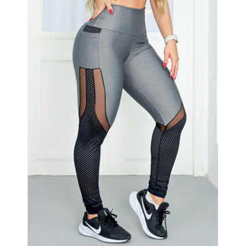 Calça Legging Mescla com Bolsos e Recortes nas Pernas | Ref: 4.4.4048-0301