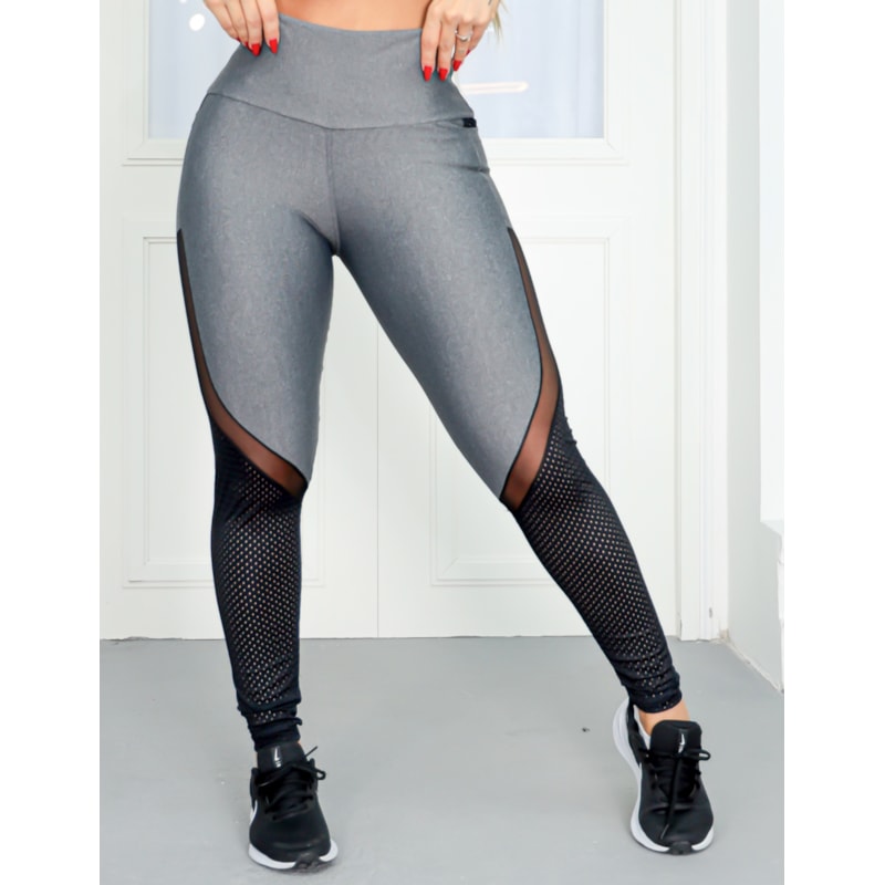 Calça Legging Mescla com Bolsos e Recortes nas Pernas | Ref: 4.4.4048-0301