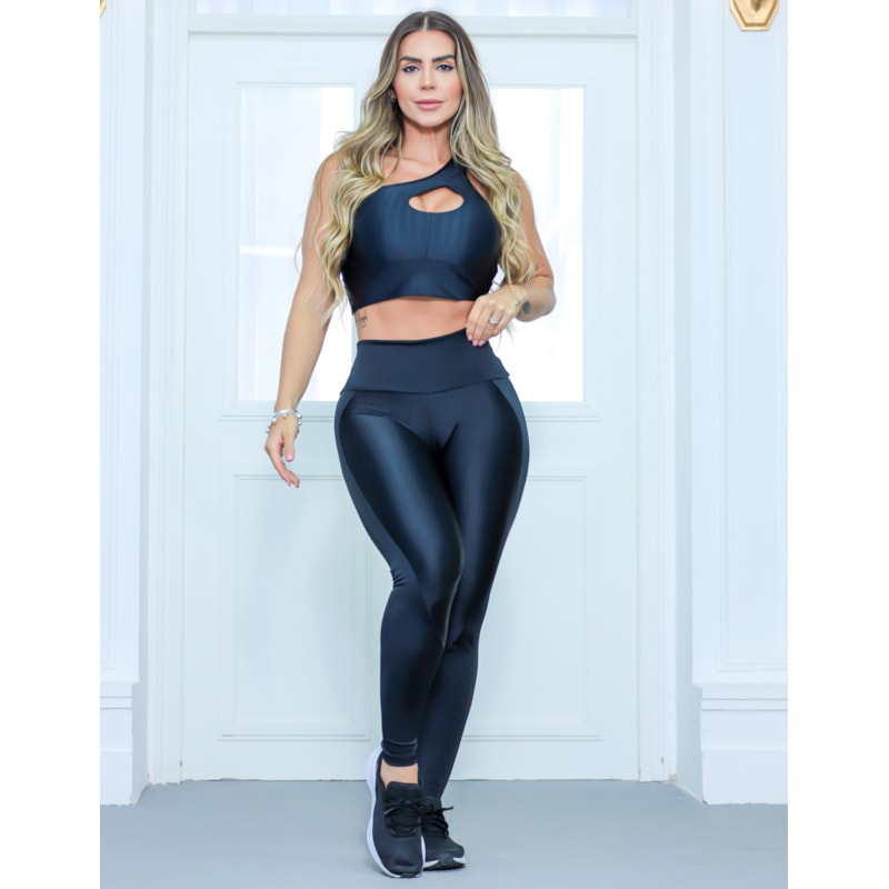 Calça Legging Zig de Poliamida Preta | Ref: 3.3.2545-01