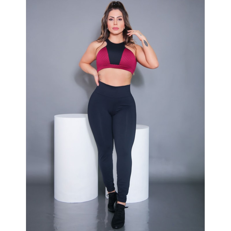Calça Preta de Poliamida Cintura Alta | Ref: 3.3.2490-01
