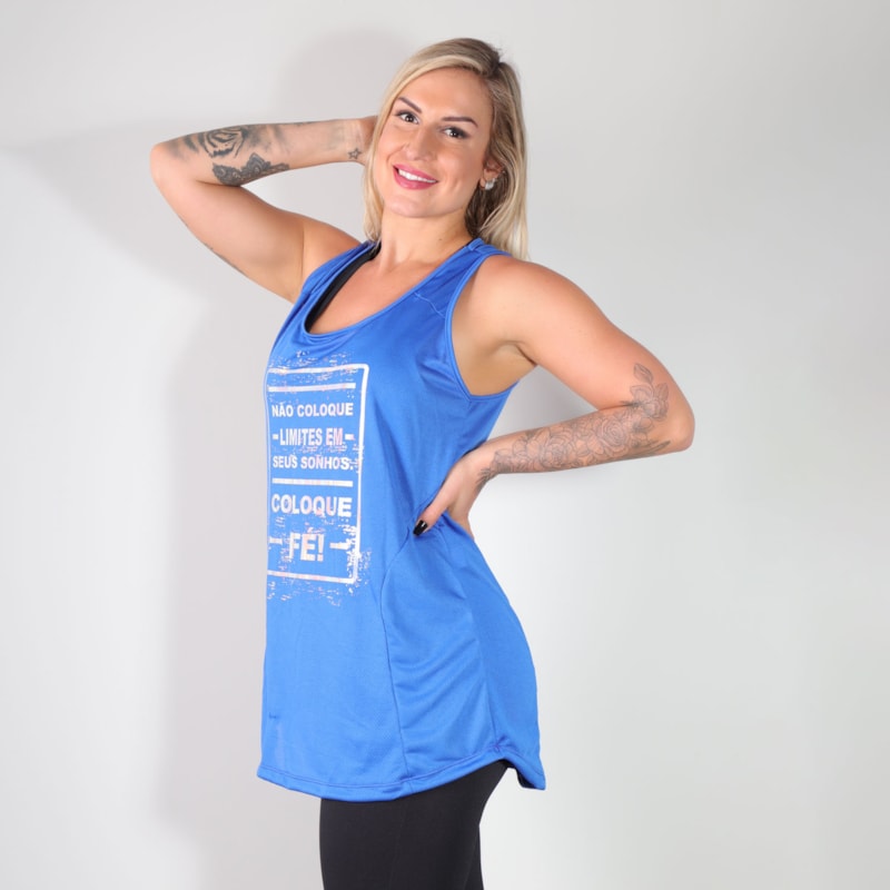 Camiseta Azul Dry Fit com Estampa de Frase Motivacional | Ref: 3.3.2195LIMITE-06