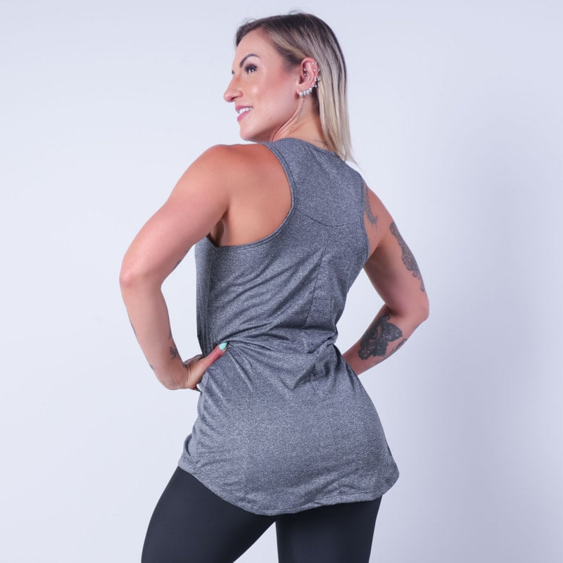 Camiseta Feminina Fitness em Dry Fit Alongada Mescla | Ref: 3.3.2195-03