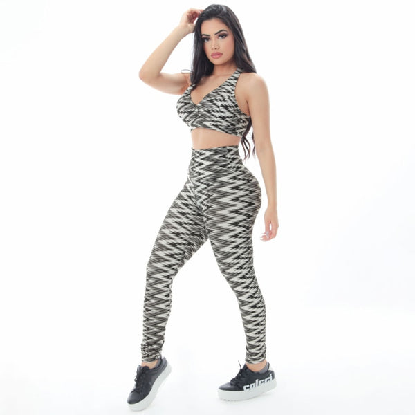 Conjunto Estampado com Top e Calça Cós Alto | Ref: 8.8.0165-3215