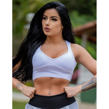 Cropped Branco com Bojo Removível e Decote Aberto nas Costas | Ref: 4.4.4167-02