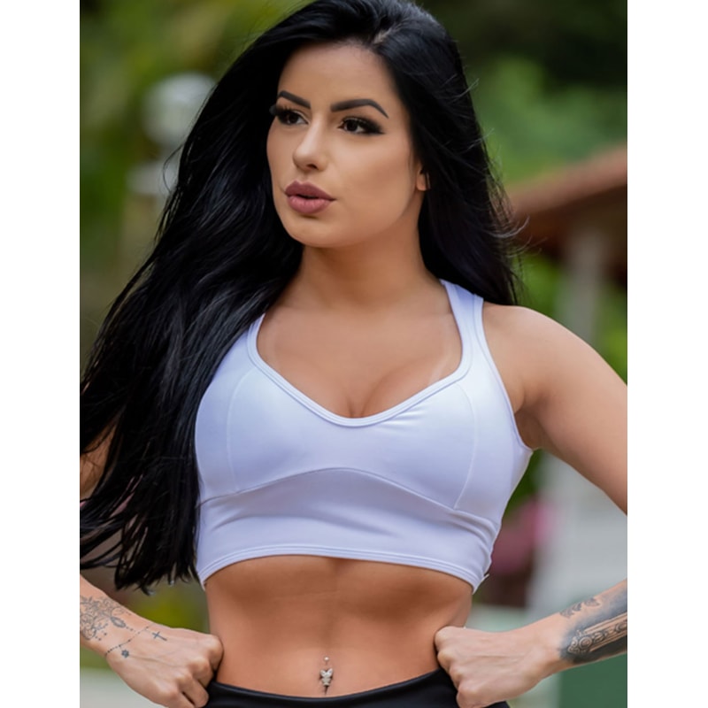Cropped Branco com Bojo Removível e Decote Aberto nas Costas | Ref: 4.4.4167-02