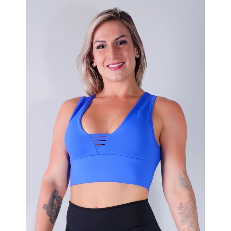 Cropped de Poliamida Azul com Bojo | Ref: 3.3.2422-06