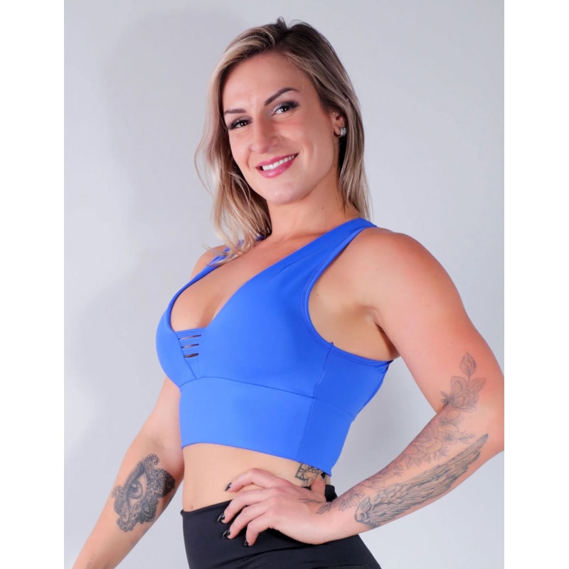 Cropped de Poliamida Azul com Bojo | Ref: 3.3.2422-06