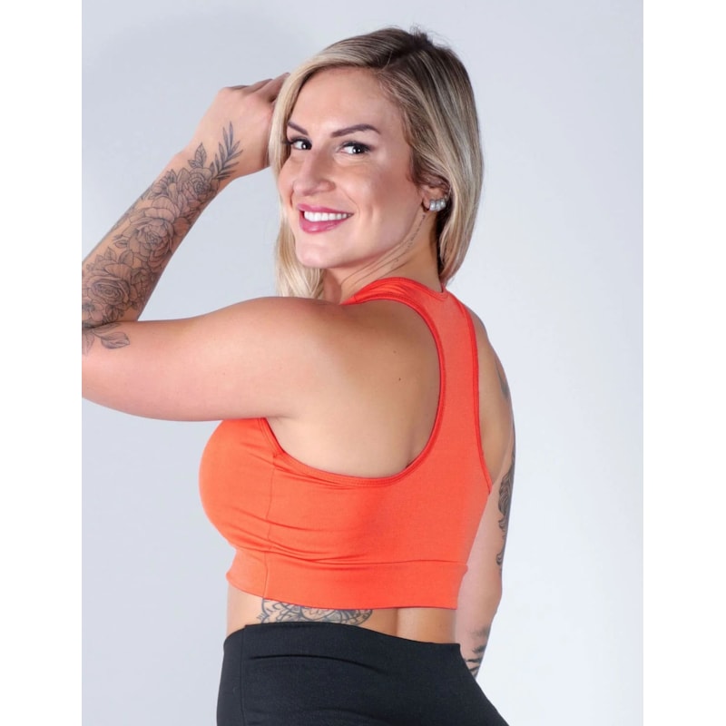 Cropped Feminino Fitness Laranja Neon sem Bojo | Ref: 4.4.4091-37