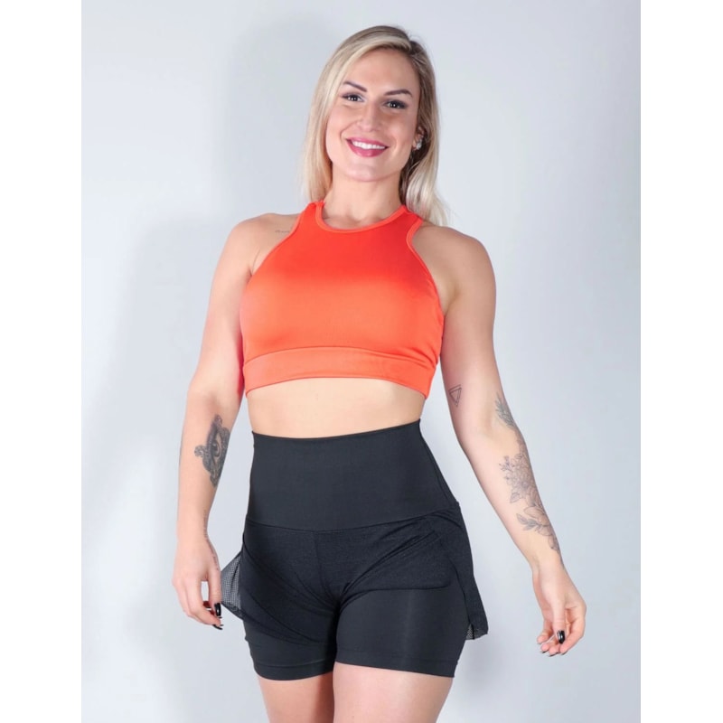 Cropped Feminino Fitness Laranja Neon sem Bojo | Ref: 4.4.4091-37
