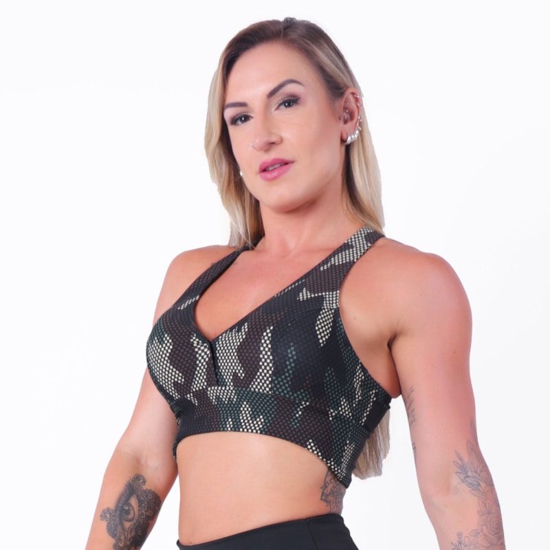 Cropped Fitness Estampado com Bojo Removível | Ref: 4.4.1820-3166