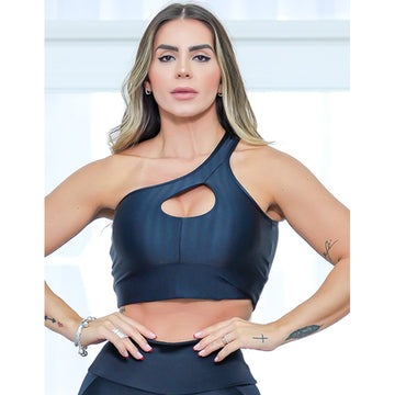 Cropped Preto com Bojo em Zig de Poliamida | Ref: 3.3.2546-01