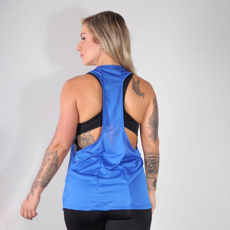 Regata Azul em Dry Fit com Estampa de Frase Motivacional | Ref: 3.3.2165MUDANCA-06
