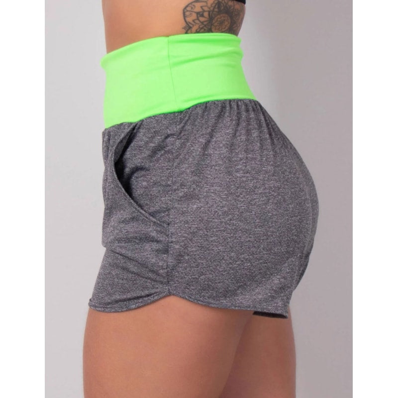 Short Dry Fit Mescla com Bolsos e Cós Verde | Ref: 4.4.1722-0503