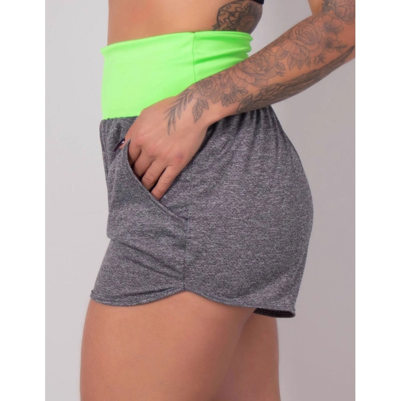 Short Dry Fit Mescla com Bolsos e Cós Verde | Ref: 4.4.1722-0503