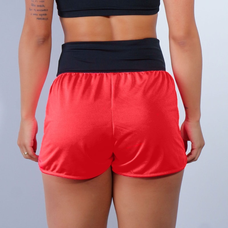 Short Dry Fit Vermelho com Bolsos e Cós Preto | Ref: 4.4.4391-1101