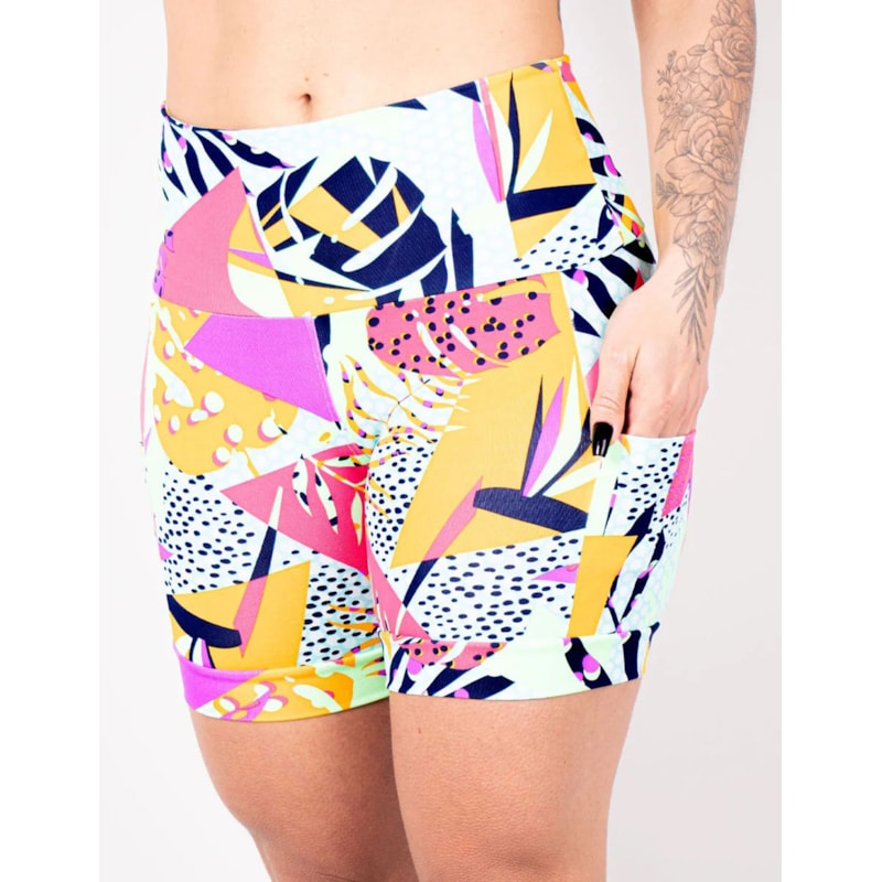 Short Fitness Cós Alto Estampado com Bolsos | Ref: 4.4.4347-3194