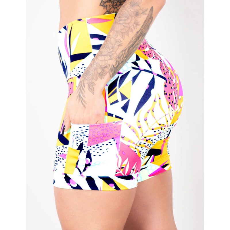 Short Fitness Cós Alto Estampado com Bolsos | Ref: 4.4.4347-3194