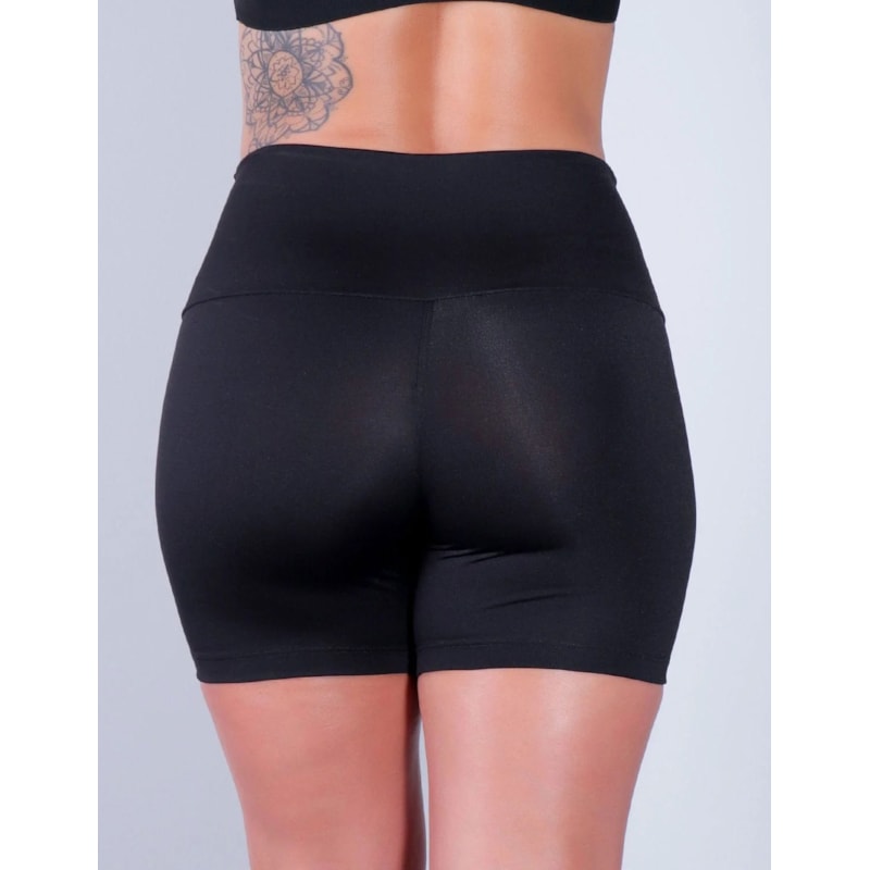 Short Fitness Preto com Recortes Amarelo Neon | Ref: 4.4.4198-0136