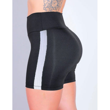Short Preto com Recortes de Jacquard Texturizado | Ref: 4.4.4321T-0102