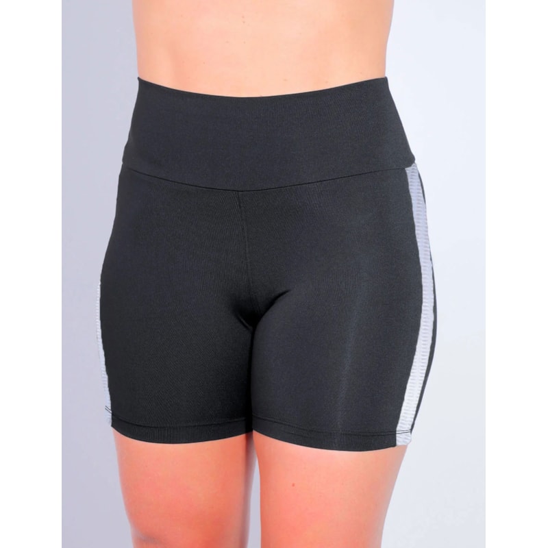 Short Preto com Recortes de Jacquard Texturizado | Ref: 4.4.4321T-0102