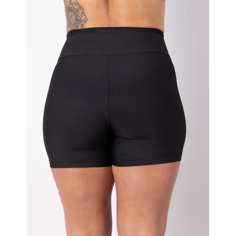 Short Preto com Recortes em Tela Branca nas Laterais | Ref: 4.4.4321-0102TELA