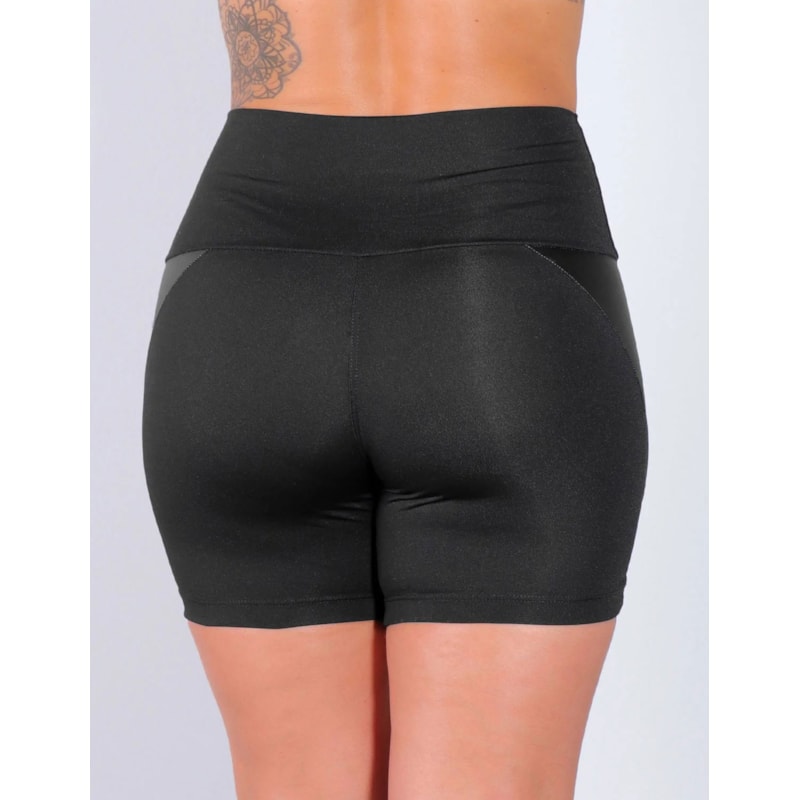 Short Preto com Recortes Laterais de Cirrê | Ref: 4.4.4375-01