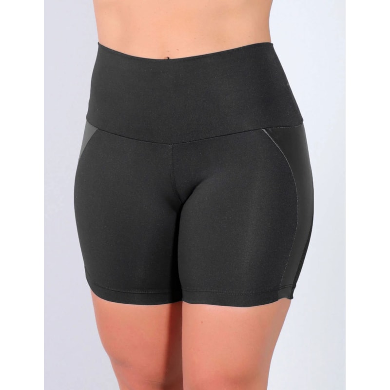 Short Preto com Recortes Laterais de Cirrê | Ref: 4.4.4375-01