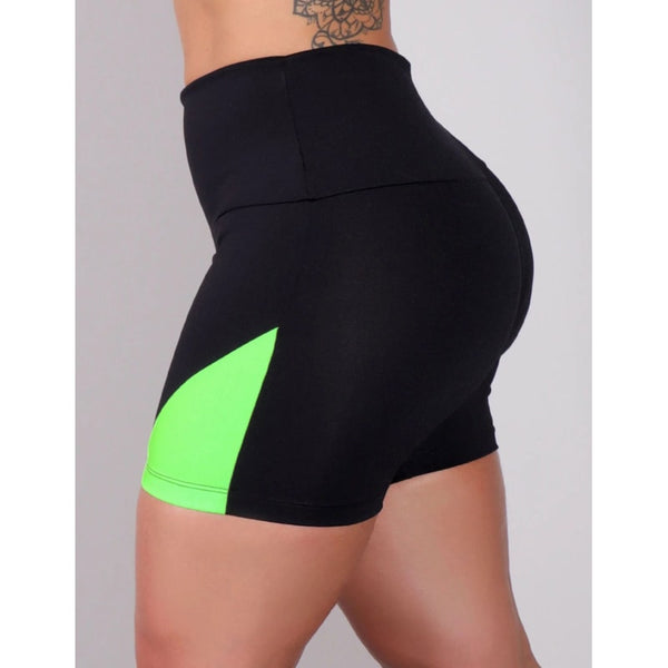Short Preto com Recortes Verde Neon | Ref: 4.4.4198-0132