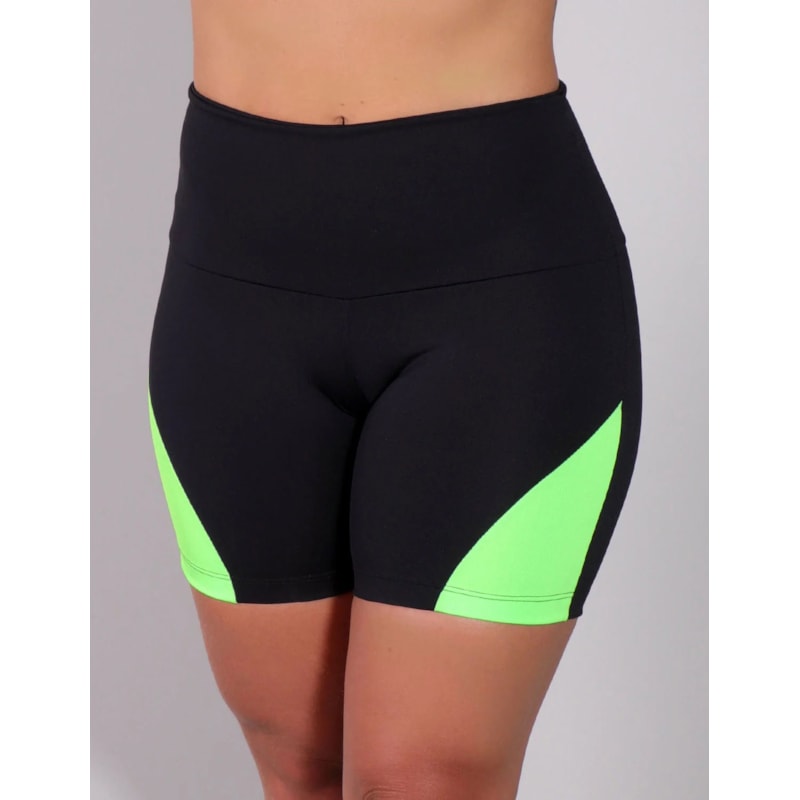 Short Preto com Recortes Verde Neon | Ref: 4.4.4198-0132