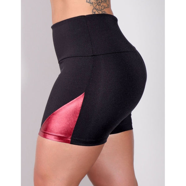 Short Preto com Recortes Vermelhos com Brilho | Ref: 4.4.4198-0111