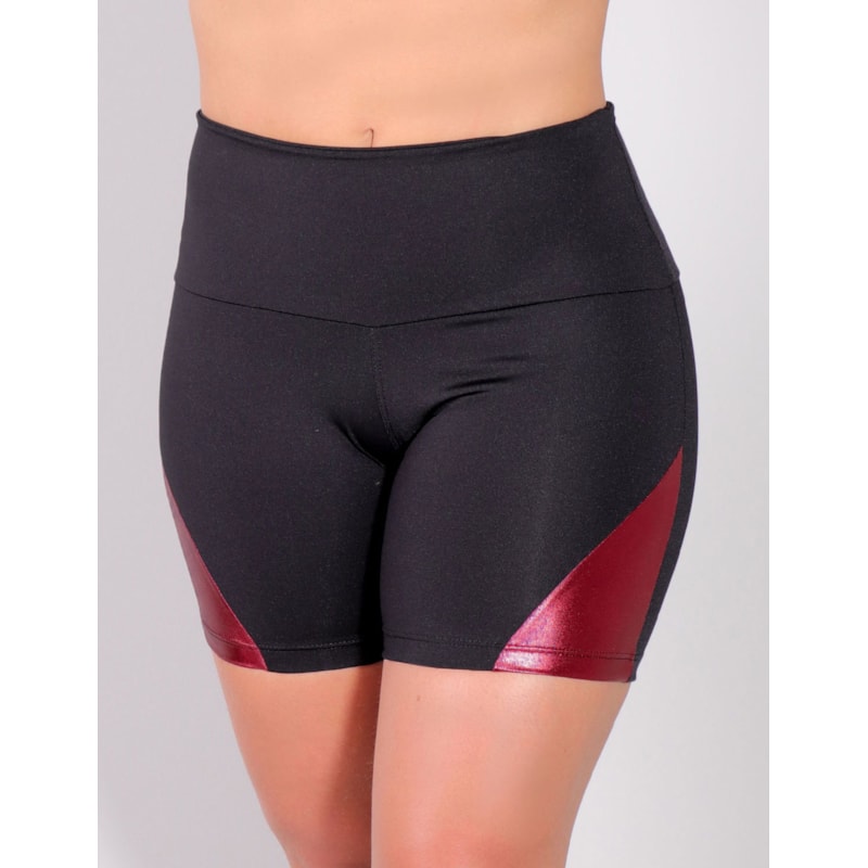 Short Preto com Recortes Vermelhos com Brilho | Ref: 4.4.4198-0111