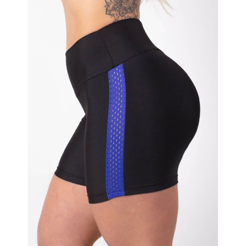 Short Preto com Tela de Poliamida Azul Bic | Ref: 4.4.4382-0120