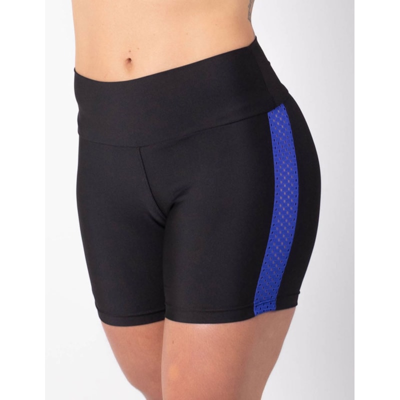 Short Preto com Tela de Poliamida Azul Bic | Ref: 4.4.4382-0120