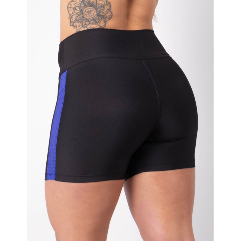 Short Preto com Tela de Poliamida Azul Bic | Ref: 4.4.4382-0120