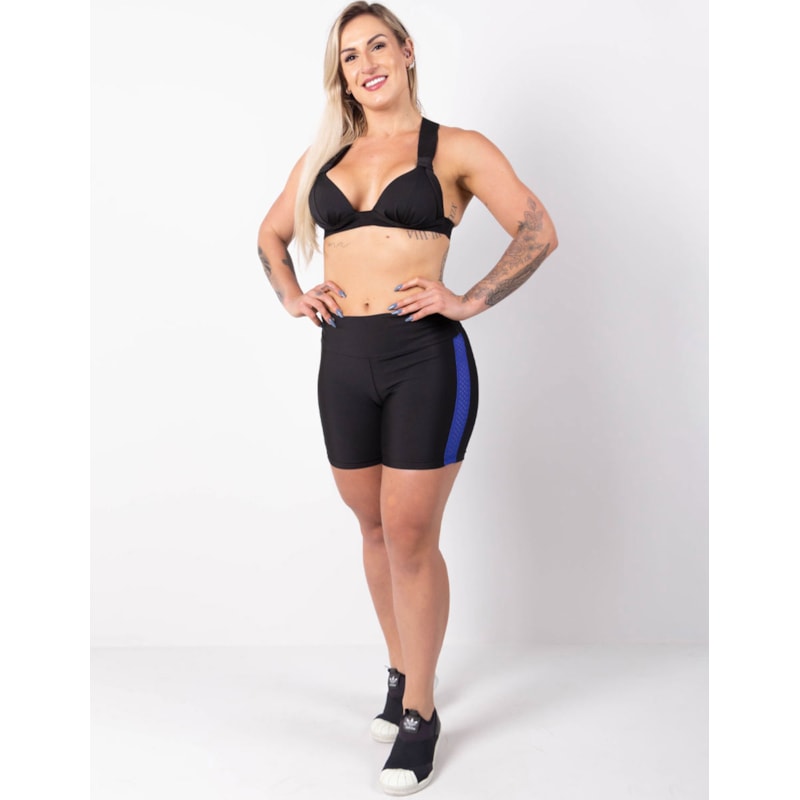 Short Preto com Tela de Poliamida Azul Bic | Ref: 4.4.4382-0120