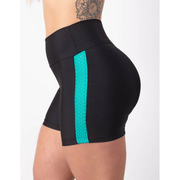 Short Preto com Tela de Poliamida Verde | Ref: 4.4.4382-0105