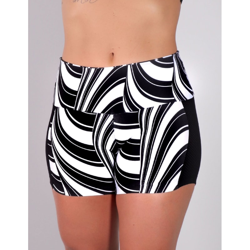 Shortinho Estampado com Recortes Laterais de Tela | Ref: 4.4.4128-3157