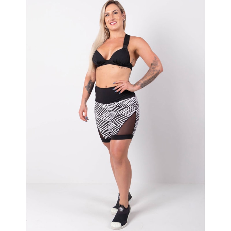 Shortinho Fitness Estampado com Tela nas Laterais | Ref: 4.4.4404-3231