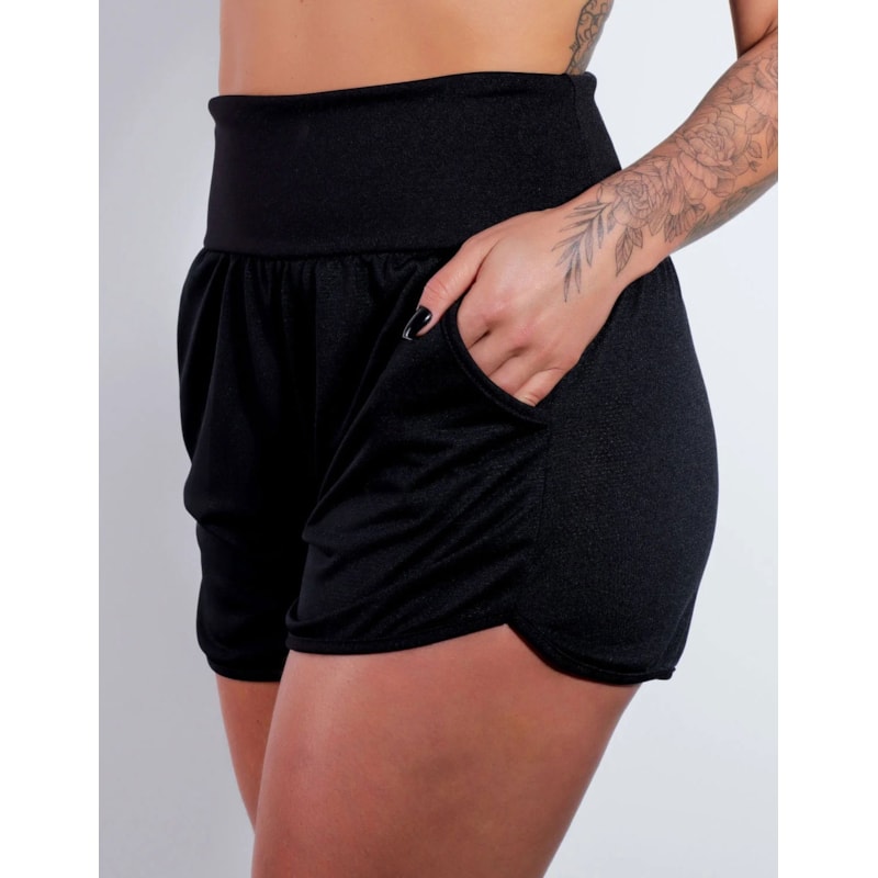 Shortinho Preto com Bolsos em Piquet | Ref: 4.4.4364-01