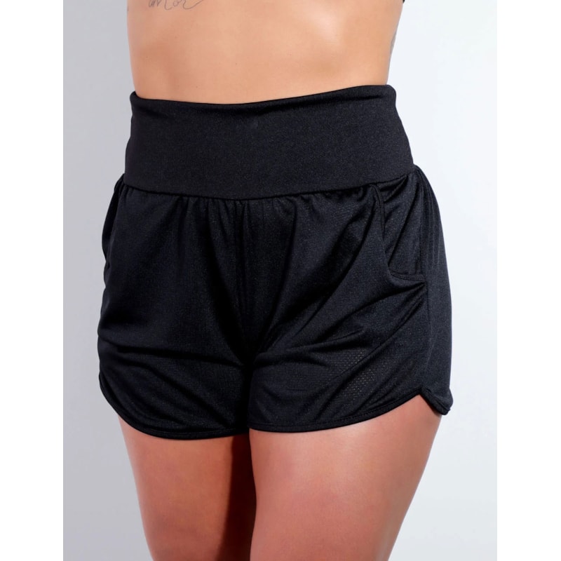 Shortinho Preto com Bolsos em Piquet | Ref: 4.4.4364-01