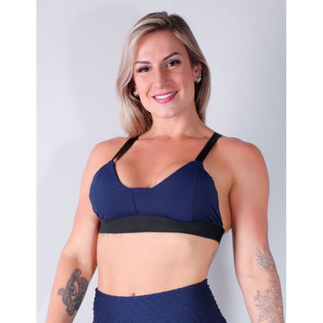 Top Fitness Azul Marinho de Poliamida com Alças Reguláveis | Ref: 3.3.2536-18