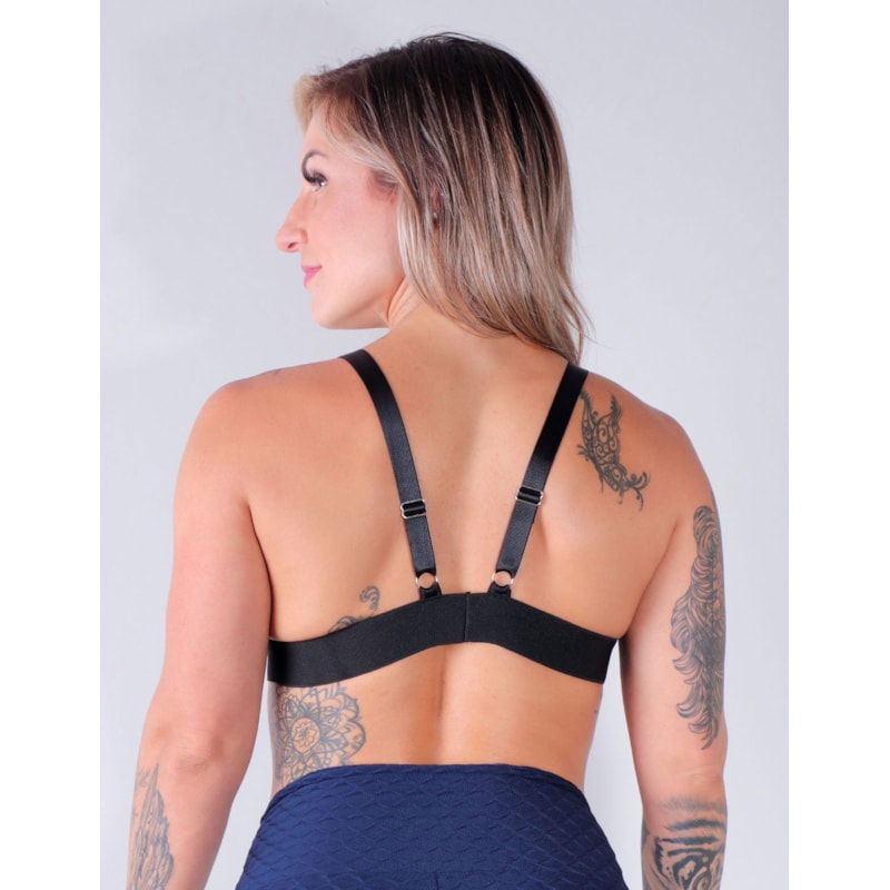 Top Fitness Azul Marinho de Poliamida com Alças Reguláveis | Ref: 3.3.2536-18