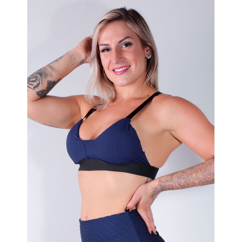 Top Fitness Azul Marinho de Poliamida com Alças Reguláveis | Ref: 3.3.2536-18